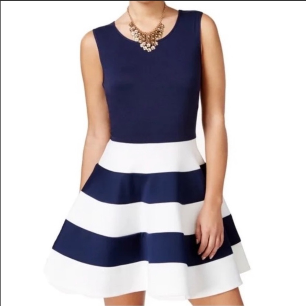 City Studio Navy & White Striped Dress